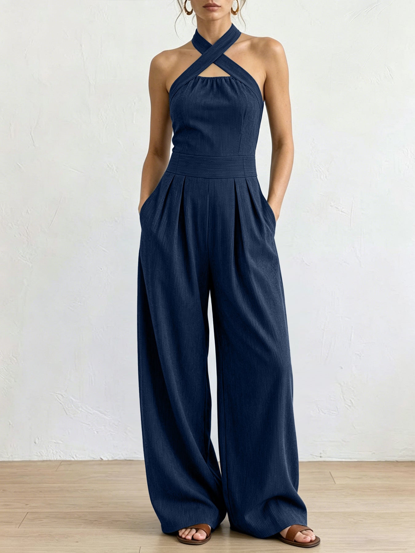Combinaison sans manches à col halter