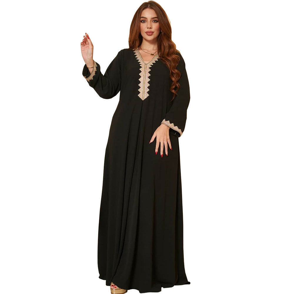 Robe à grand volant de style ethnique européen et américain en dentelle tendance