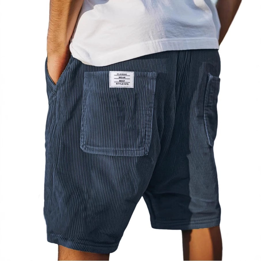 Shorts en velours côtelé vintage pour hommes avec plusieurs poches
