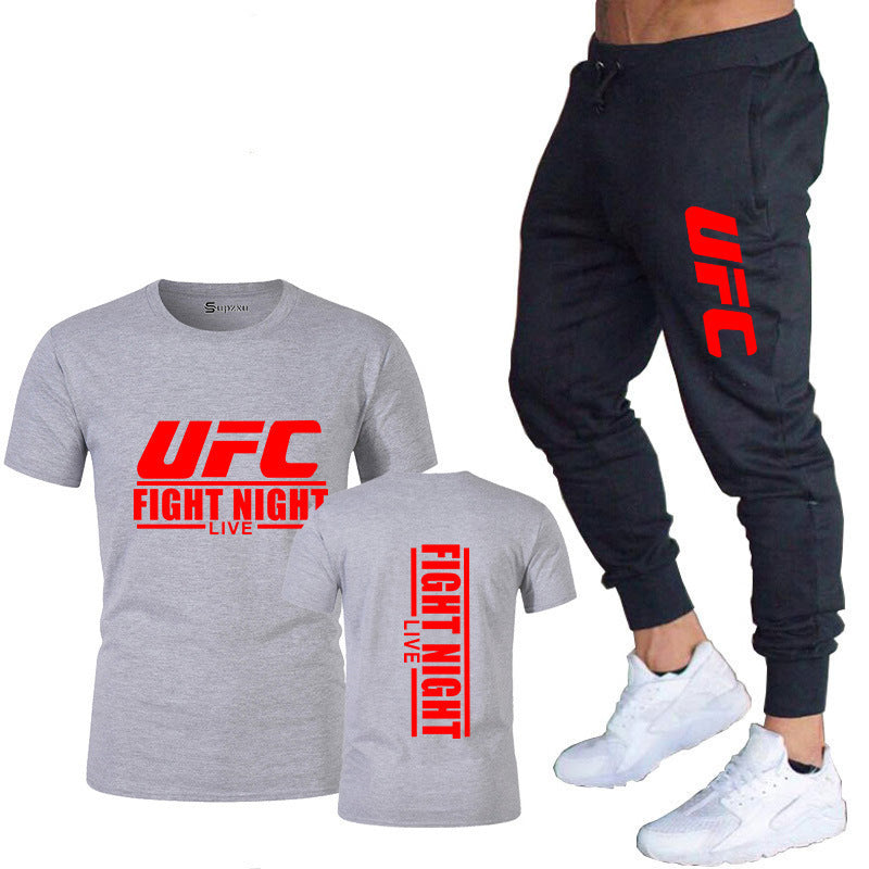 Ensemble de vêtements de sport pour hommes comprenant un t-shirt en coton et un pantalon