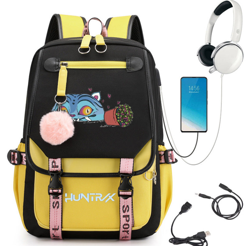 Sac à dos d'école avec motif cartoon et grande capacité
