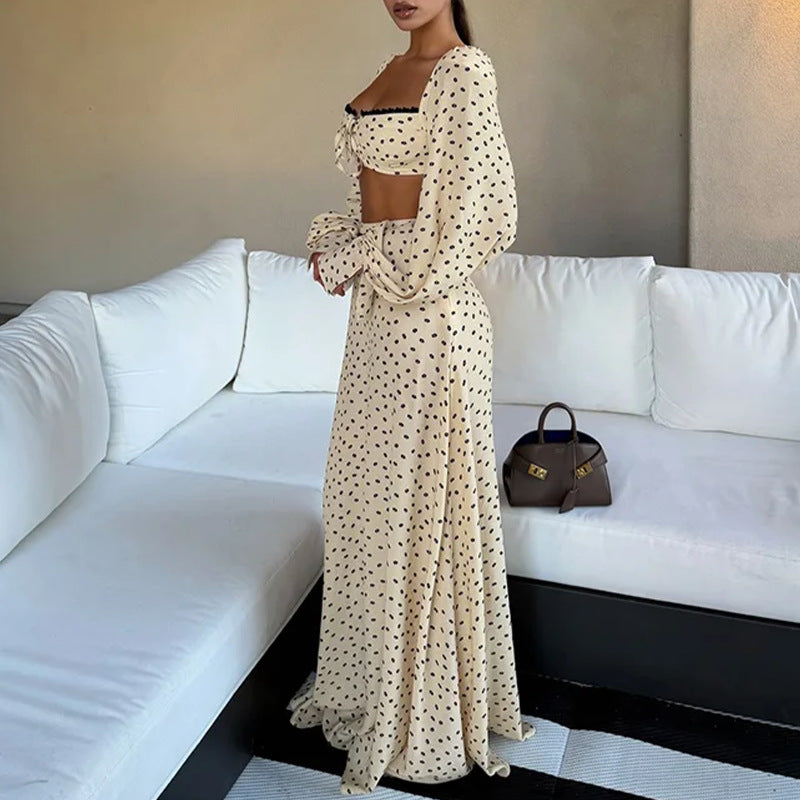 Ensemble robe sans manches à pois