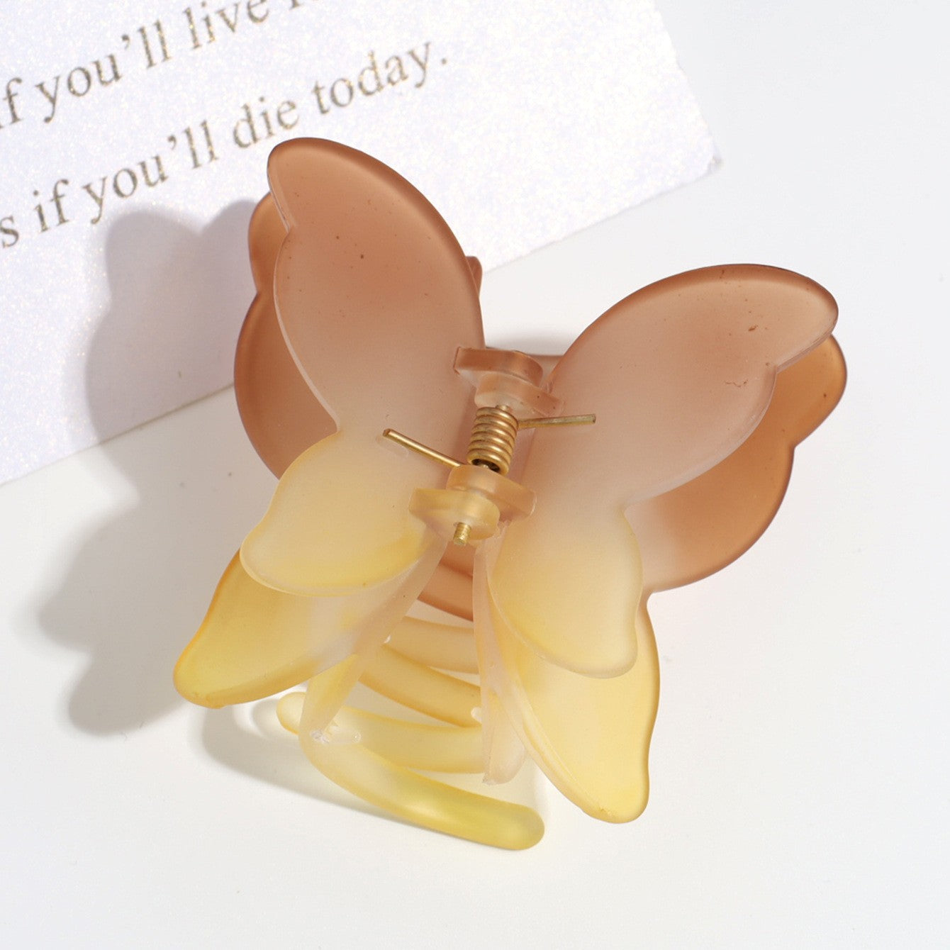 Pince a cheveux papillon double couche a degrade nacre