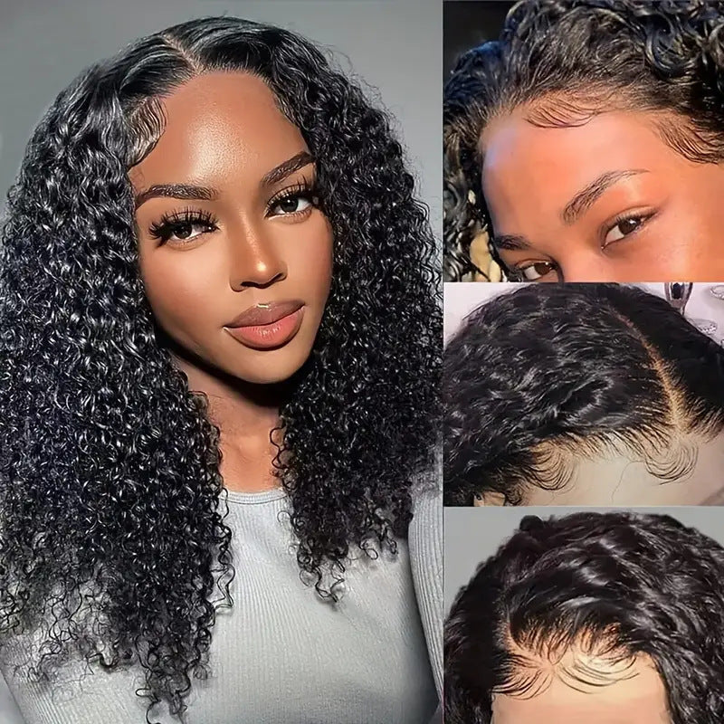 Perruque BOB en cheveux humains avec dentelle frontale, vague double tir�e, vague d'eau, perruque de commerce ext�rieur
