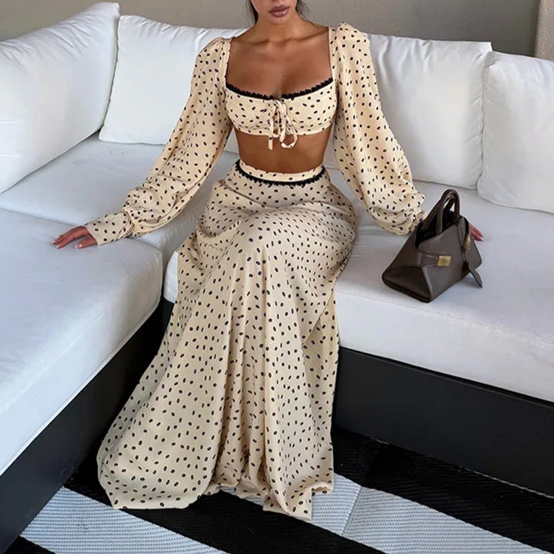 Ensemble robe sans manches à pois