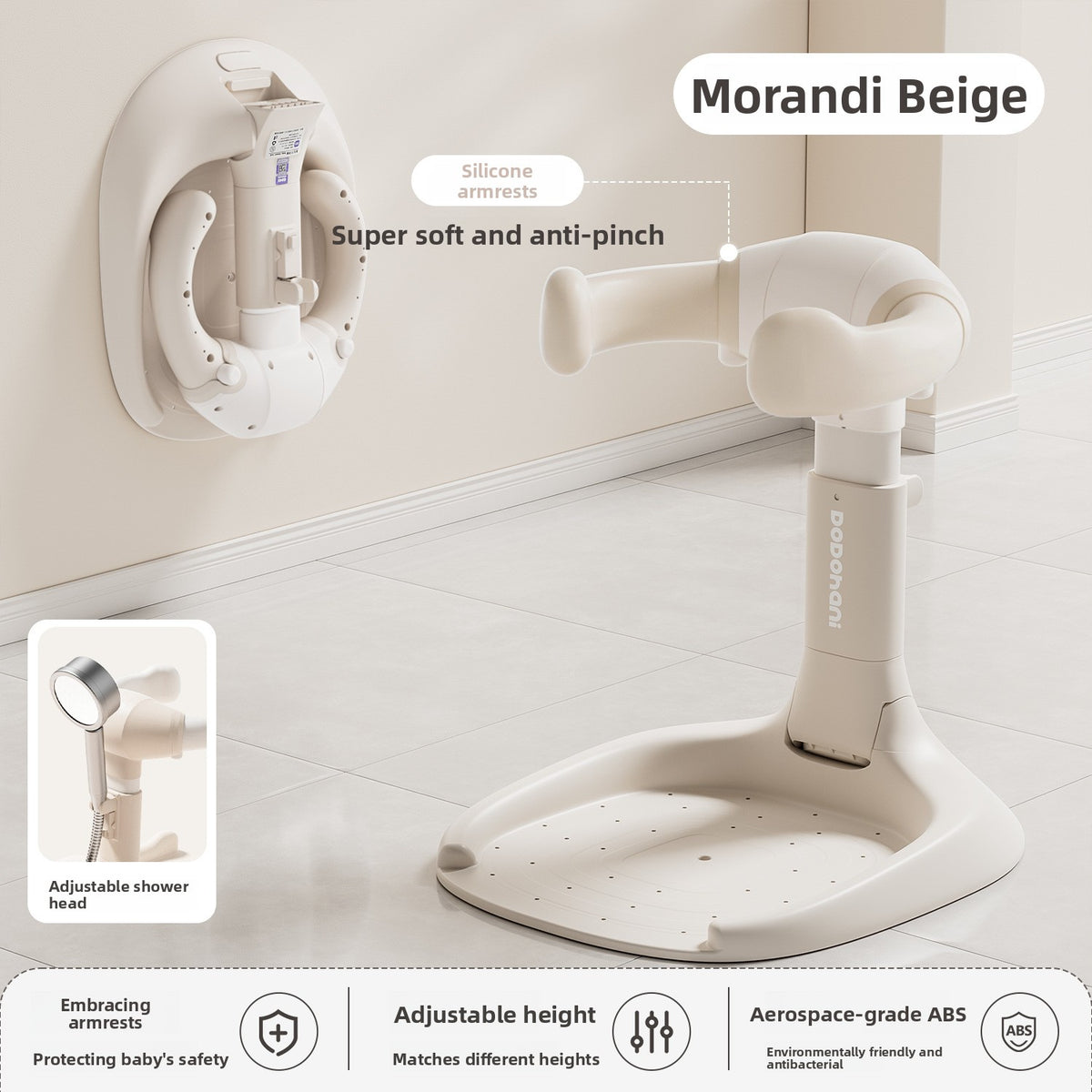 Étagère de bain pliable pour bébé avec base antidérapante
