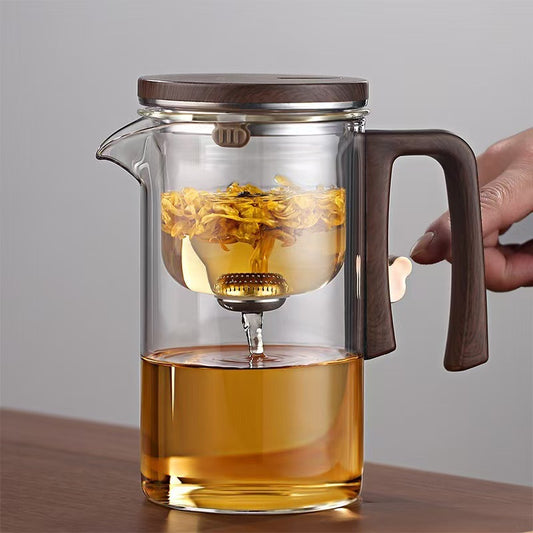 Théière en verre à séparation magnétique