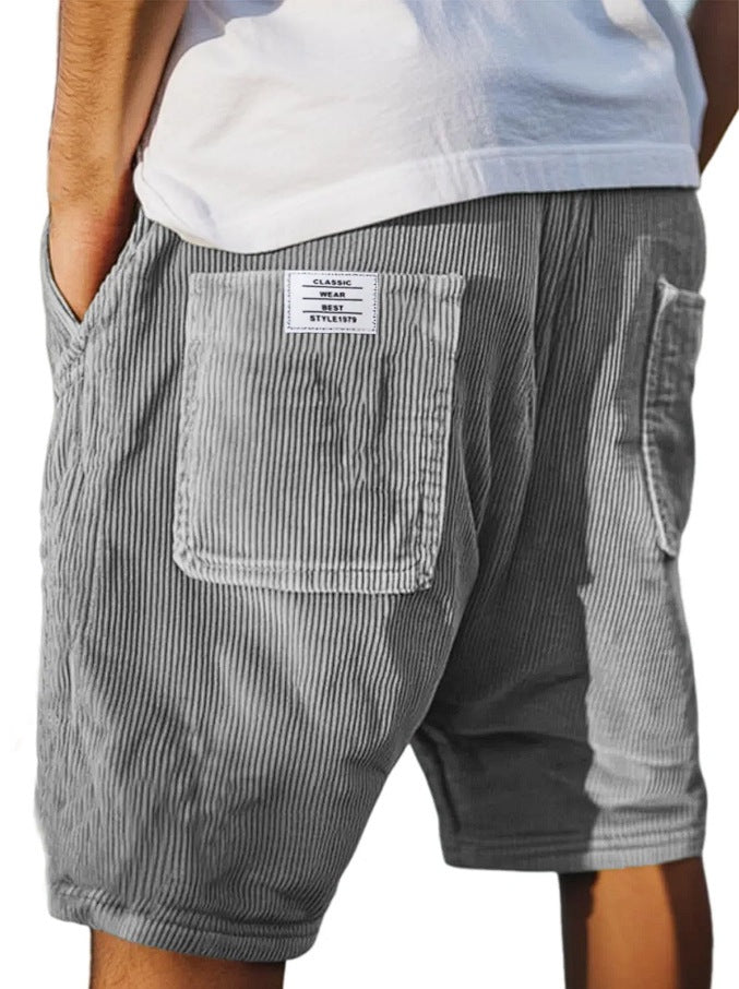 Shorts en velours côtelé vintage pour hommes avec plusieurs poches