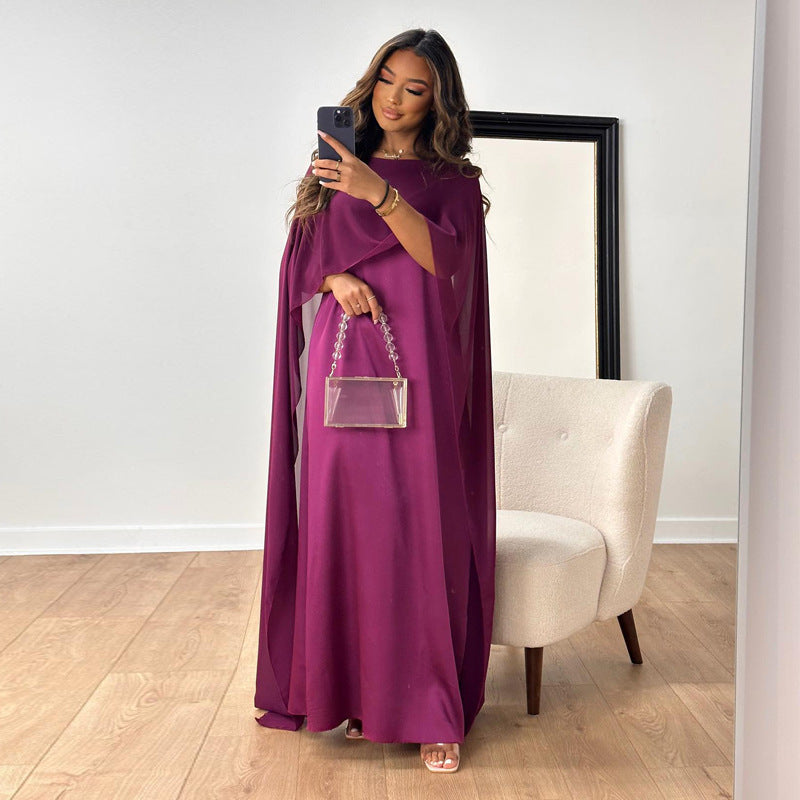 Robe en satin à taille haute pour femmes avec mesh