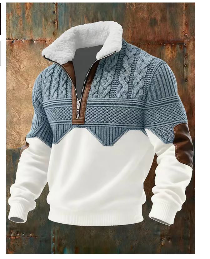 Sweat-shirt à col montant et fermeture éclair pour homme