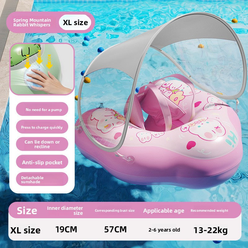 Bouée gonflable pour bébé avec pare-soleil et support anti-retournement sous les bras pour enfants