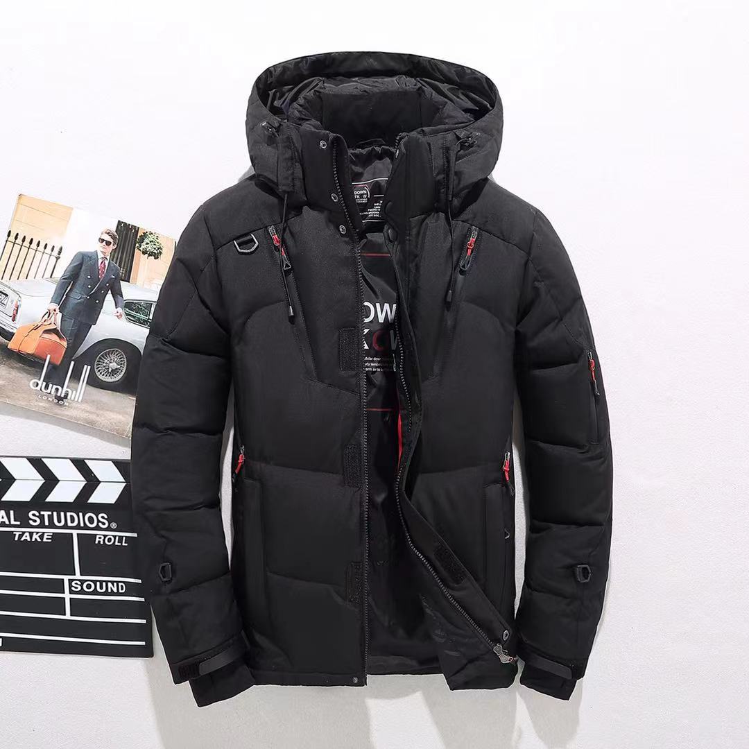 Veste courte d'hiver pour hommes en duvet, décontractée, d'extérieur, épaissie, à capuche
