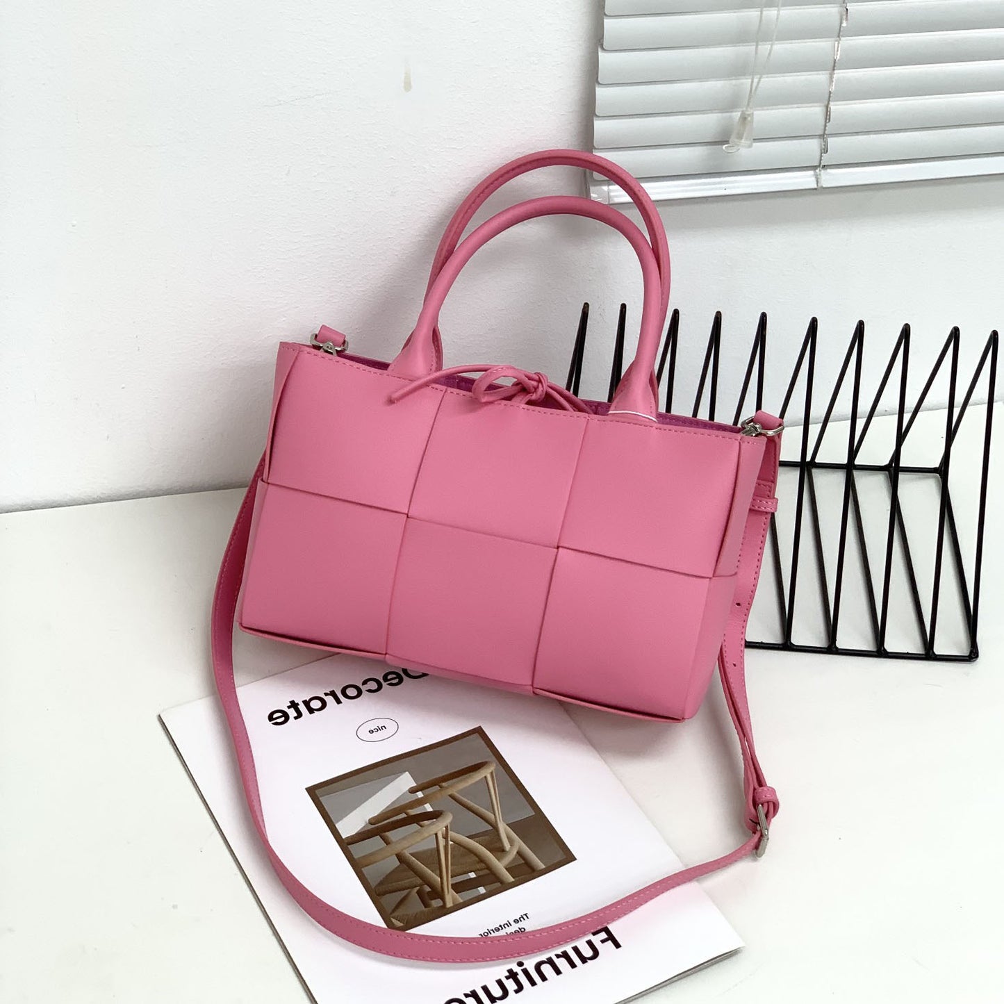 Sac fourre-tout tissé en cuir véritable