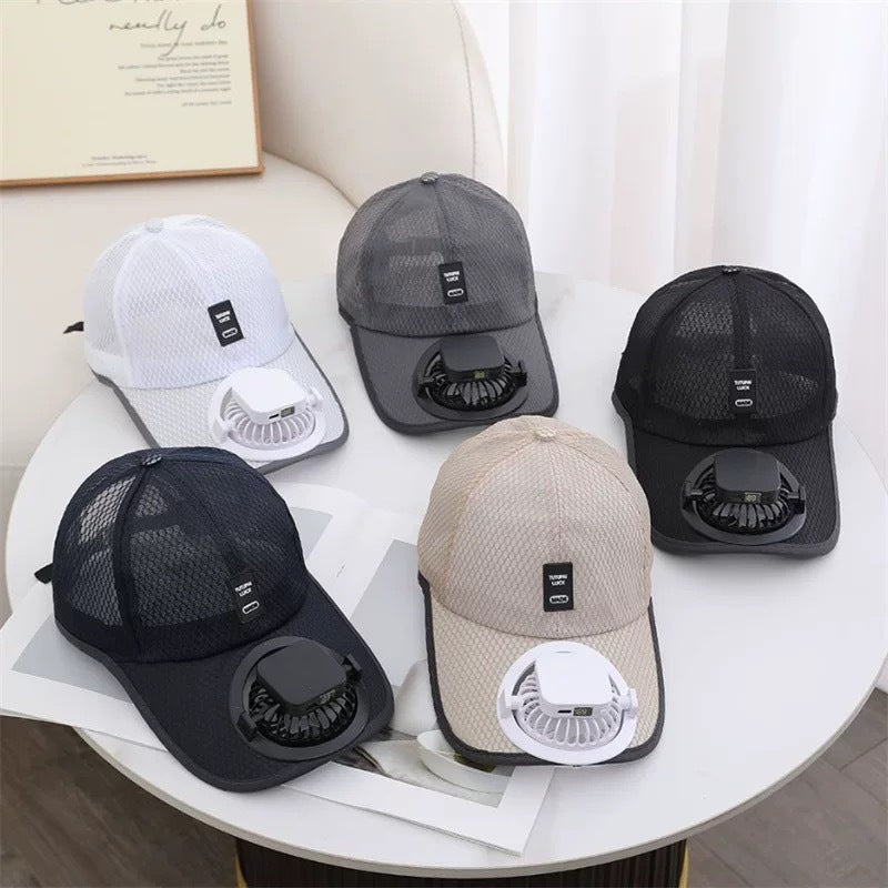 Casquette de baseball à ventilateur solaire avec maille respirante