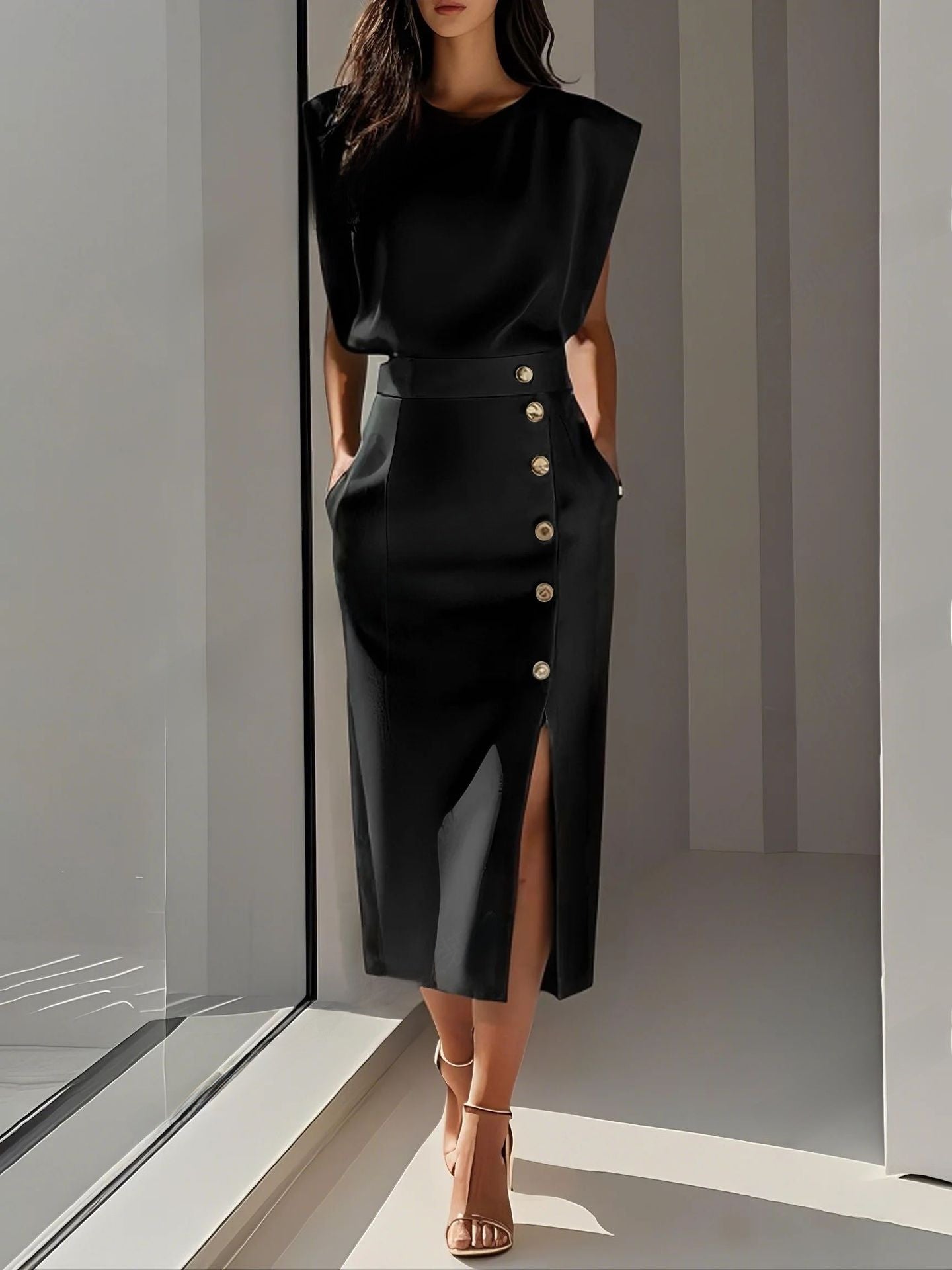 Robe d'été unie pour femmes