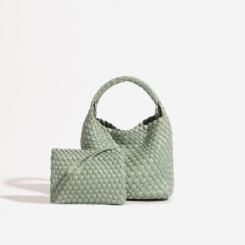 Sac fourre-tout bandoulière en cuir PU tissé