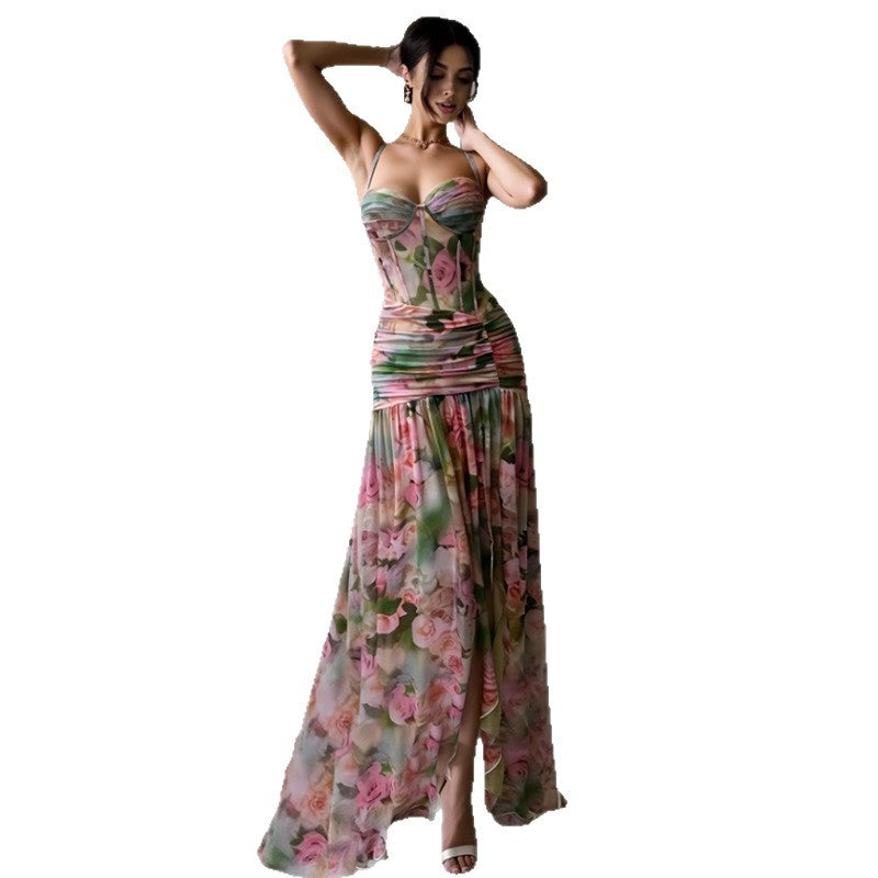Robe de plage en mesh imprimé pour femmes