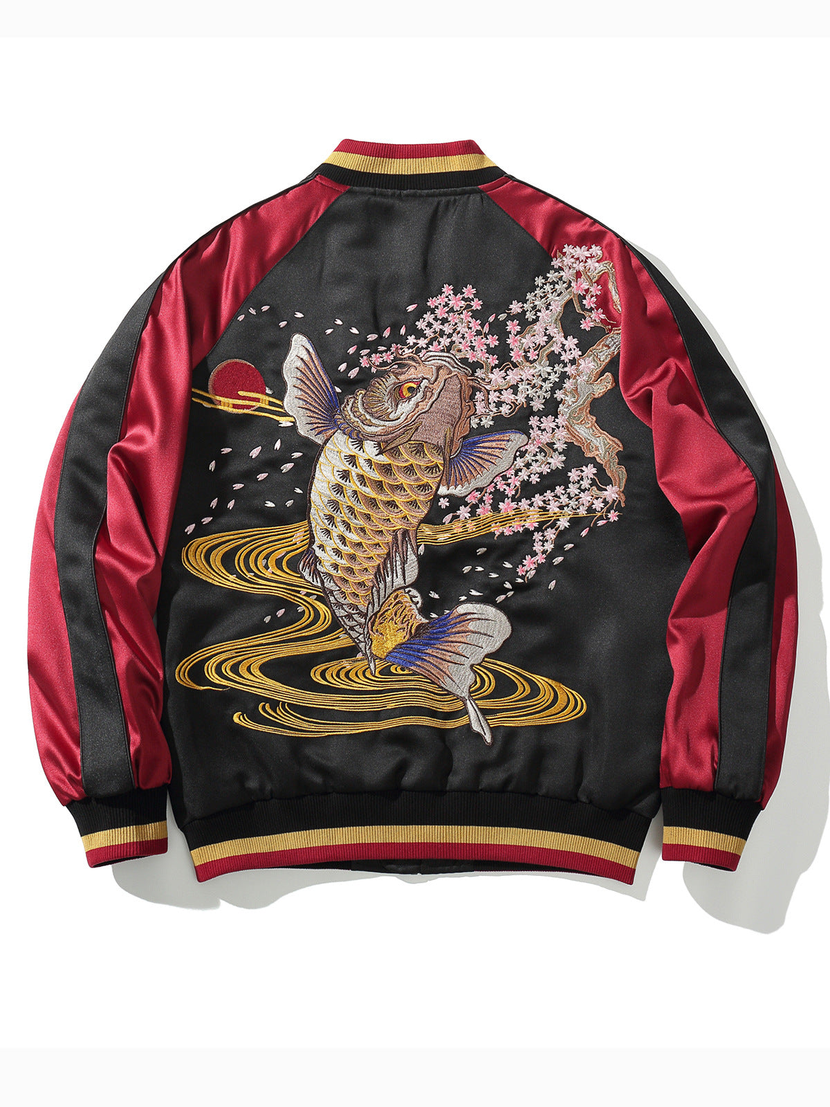 Veste à broderie de poissons Koi style chinois