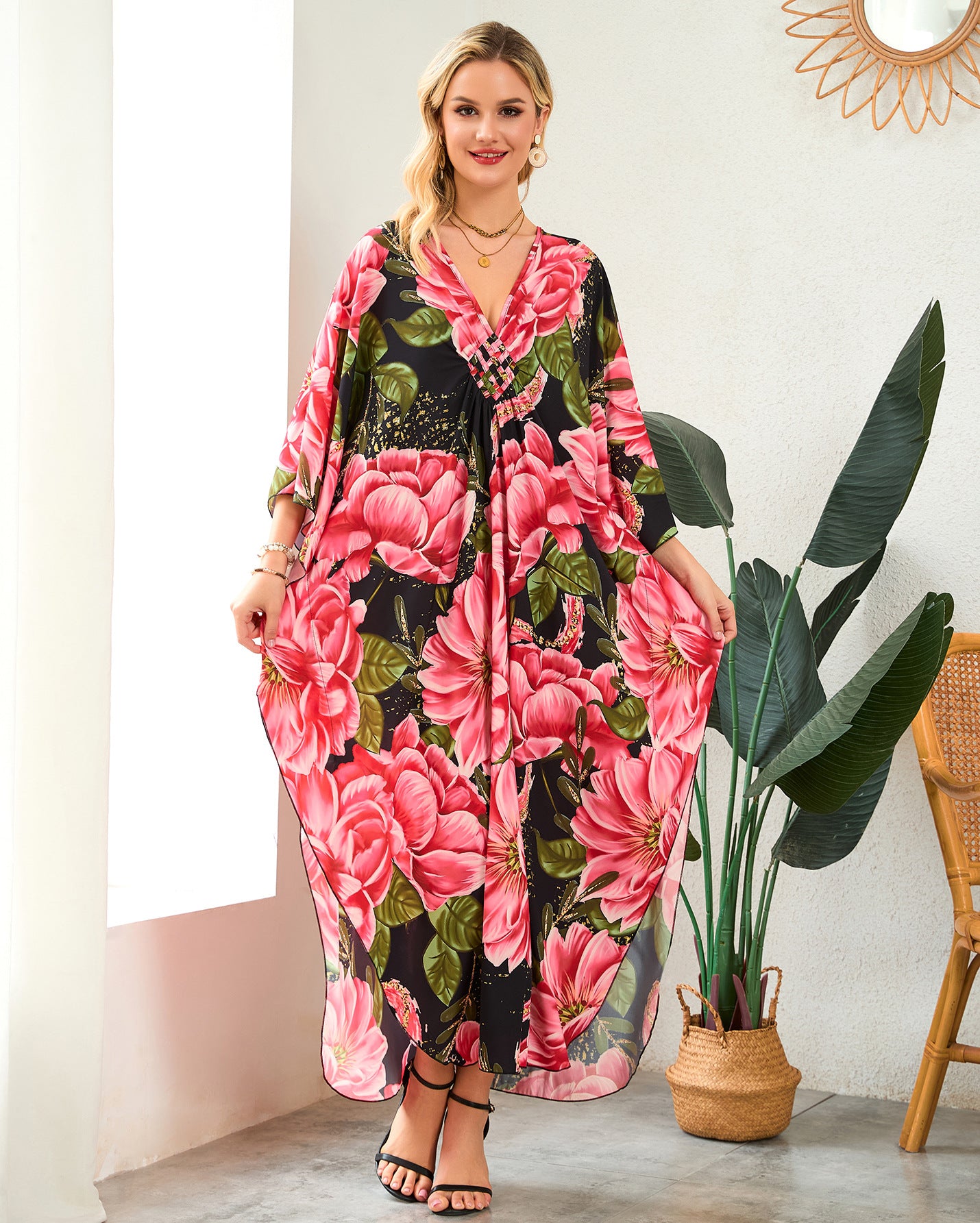 Robe de plage à encolure en V tissée