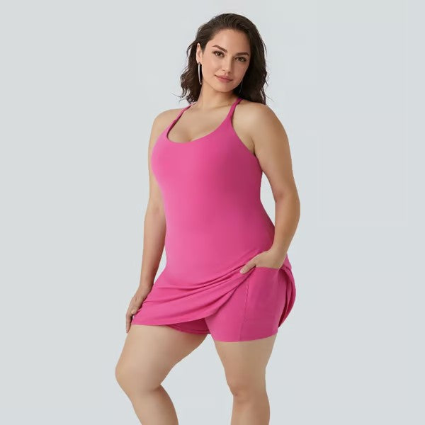 Robe de sport avec coussinet de poitrine amovible et poches