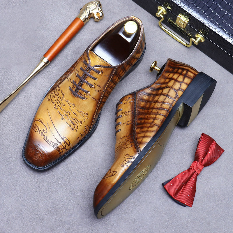Chaussures habillées Oxford pour hommes en cuir véritable