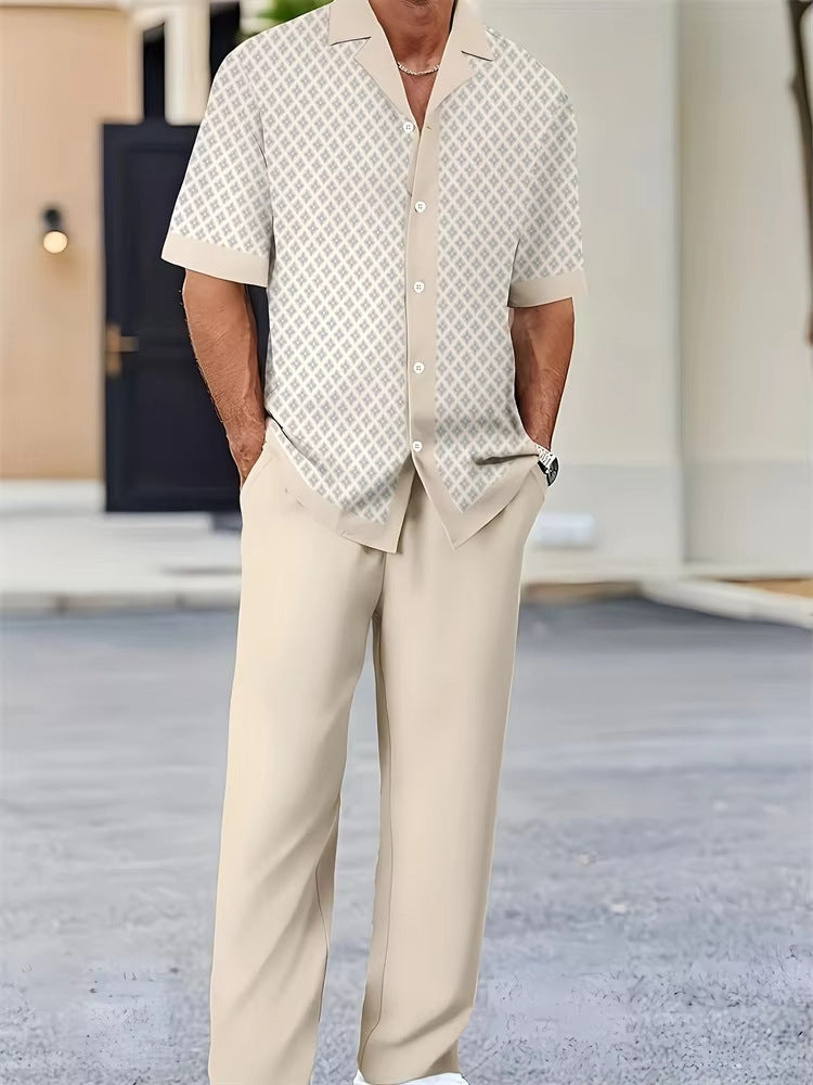 Habit :Chemise en cardigan boutonné pour homme à la plage, pantalon décontracté