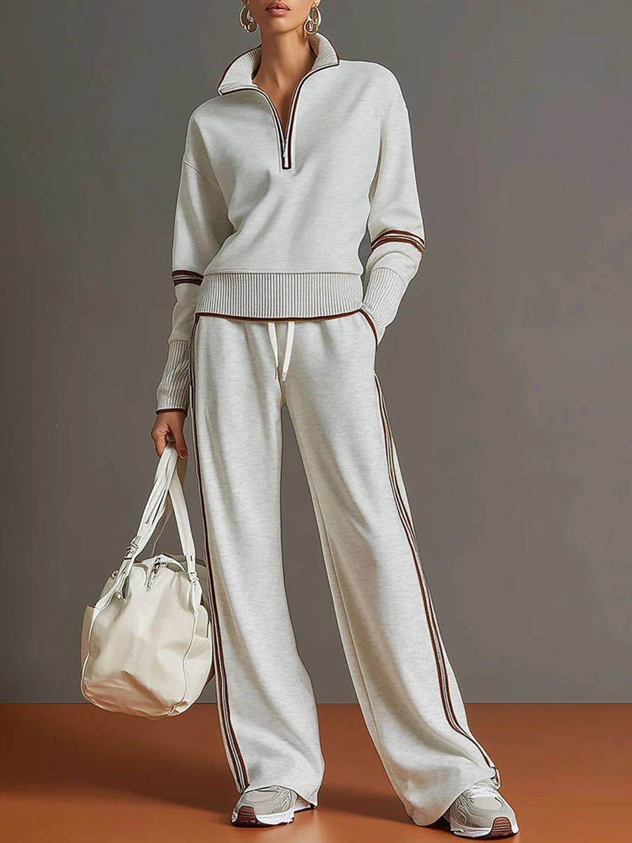 Ensemble de survêtement pour femmes à pantalon large avec cordon de tirage
