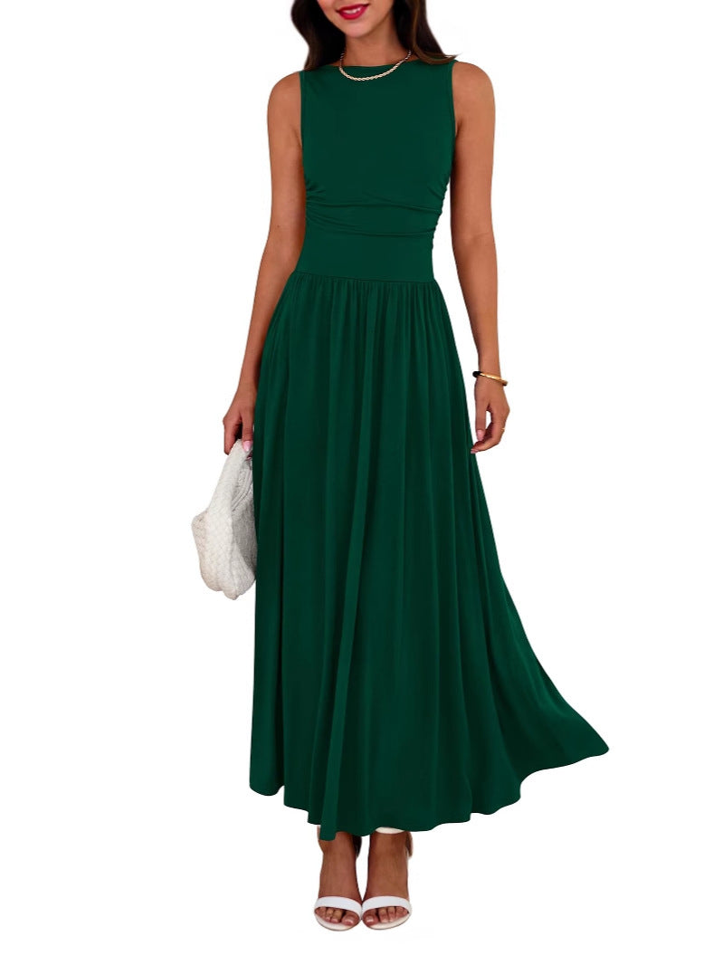 Robe longue à poches plissées