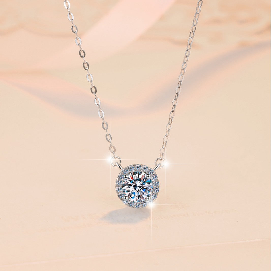 Ensemble de bijoux en argent sterling avec moissanite en forme de cercle géométrique