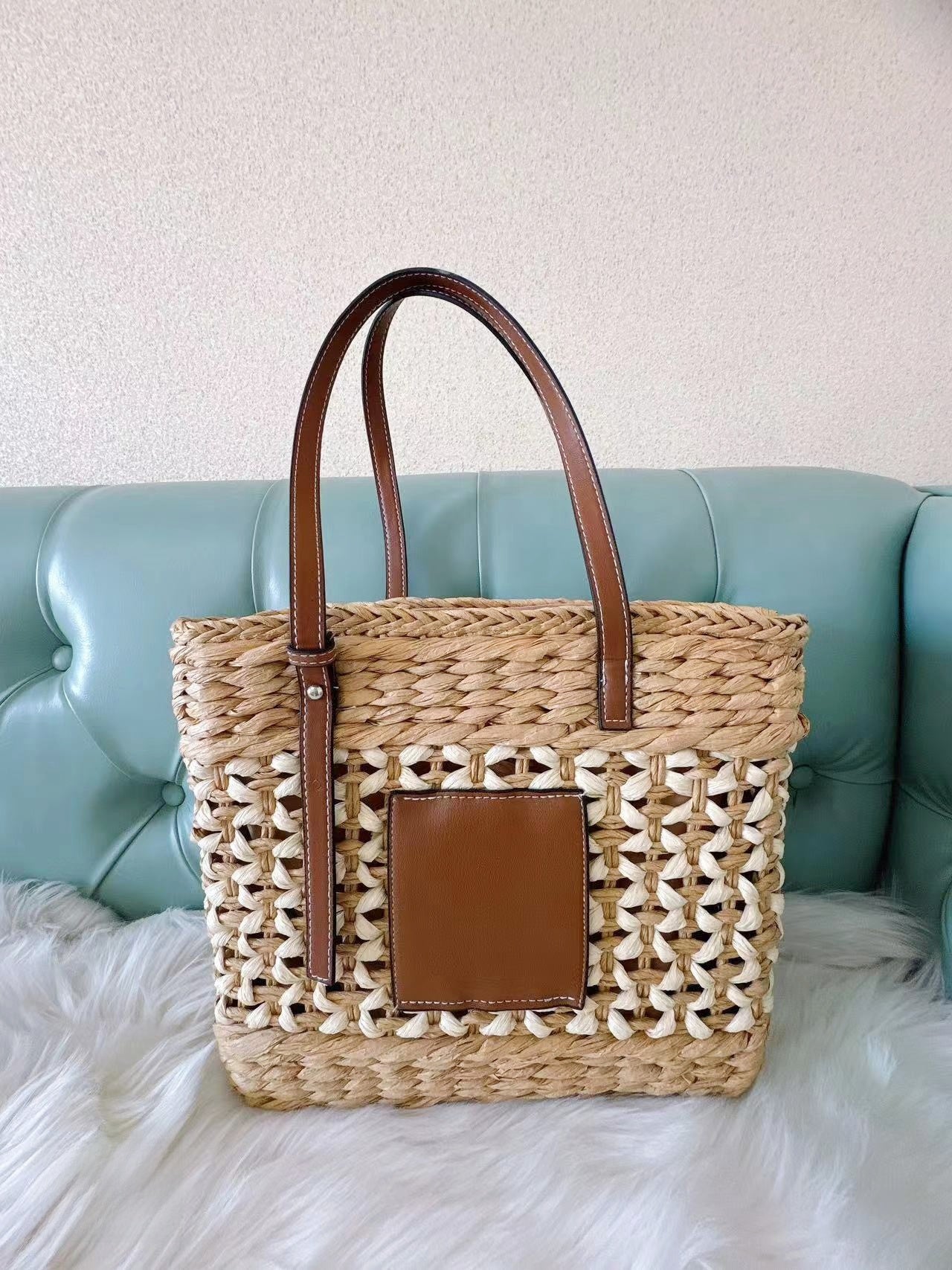 Sac bandoulière en paille tressée pour femme