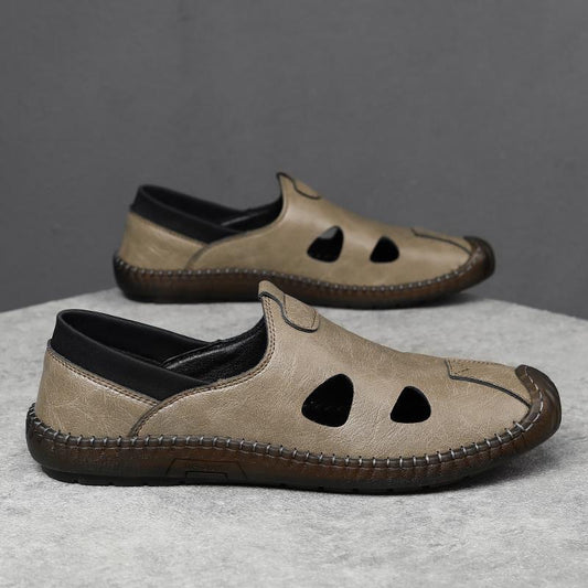 Chaussures de conduite décontractées en cuir respirant pour hommes