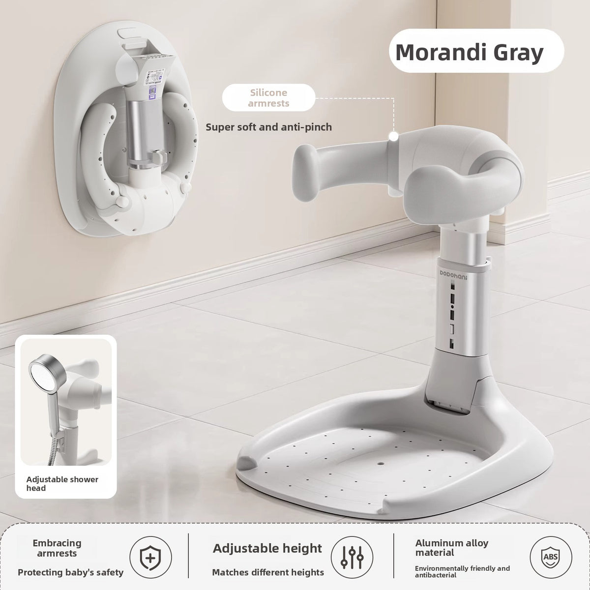 Étagère de bain pliable pour bébé avec base antidérapante