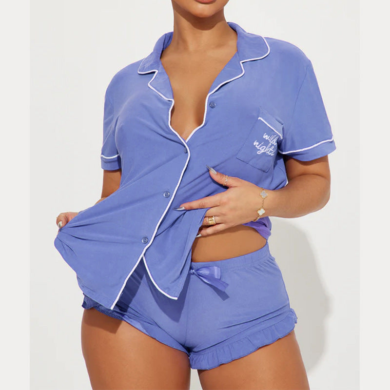 Ensemble pyjama décontracté pour femmes à manches courtes
