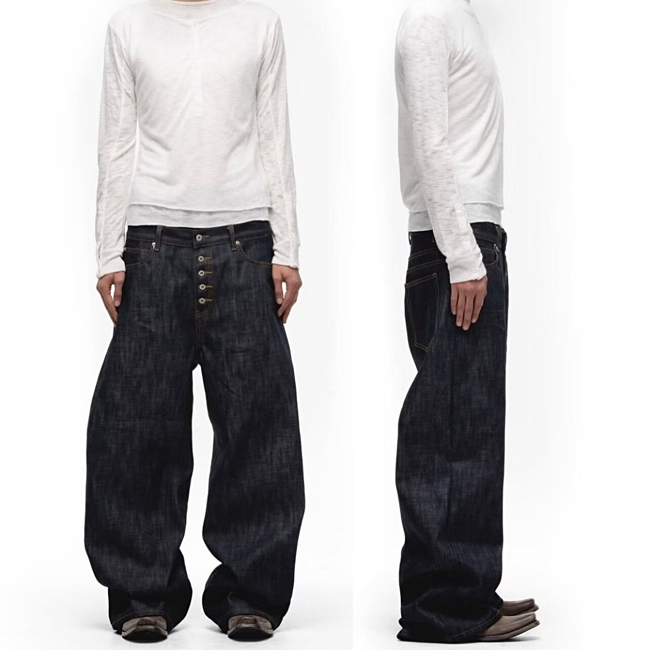 Jean 3D courbé sur mesure, ample pour hommes