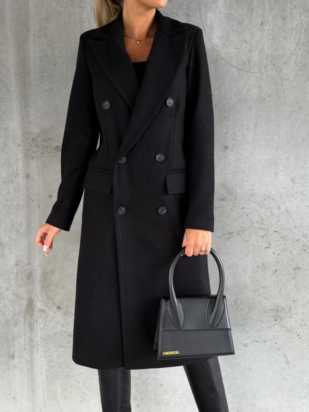 Manteau en laine à double boutonnage pour femmes