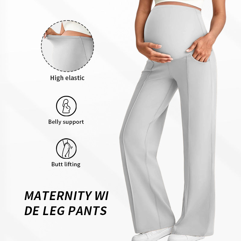Pantalon de maternité taille haute à jambes larges