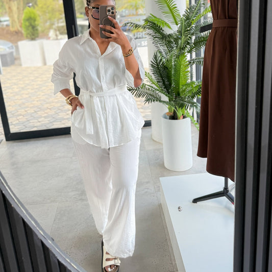 Habit :Gilet et pantalon à taille élastiquée pour femme