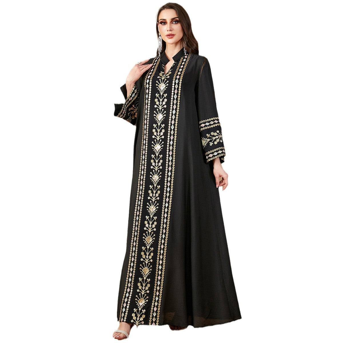 robe longue en patchwork brodé