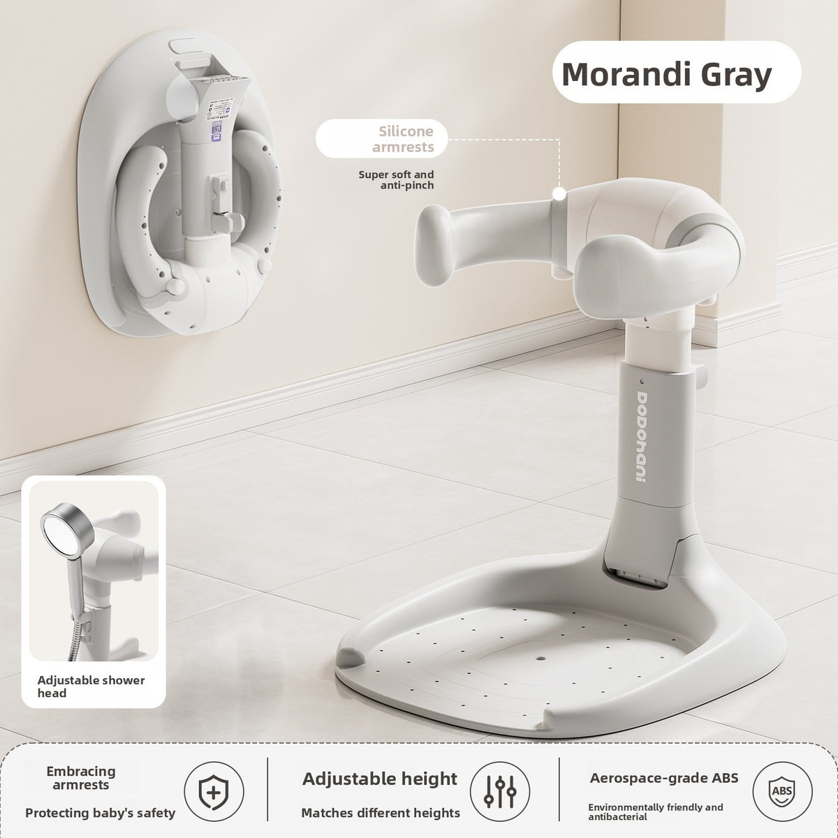 Étagère de bain pliable pour bébé avec base antidérapante