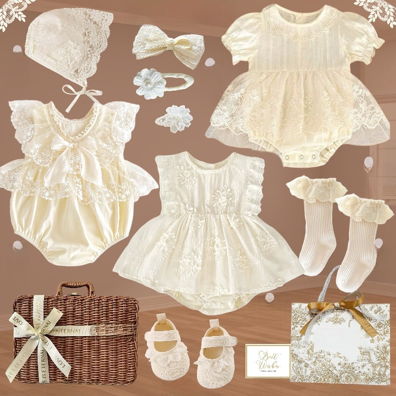 Ensemble robe en dentelle pour bébé fille avec accessoires