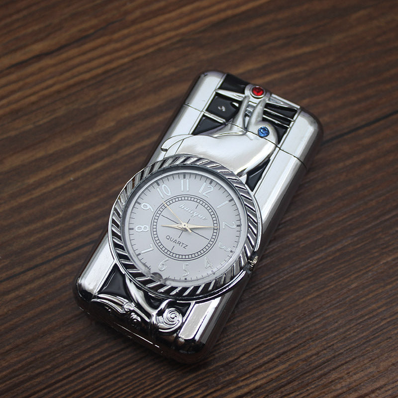 Briquet montre en métal créatif avec lumière LED