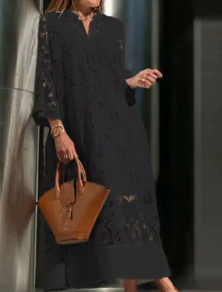 Ensemble de robe deux pièces en dentelle à col en V