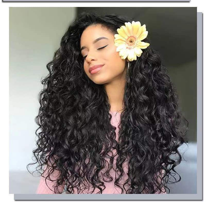Perruque synthétique longue et bouclée avec front en dentelle