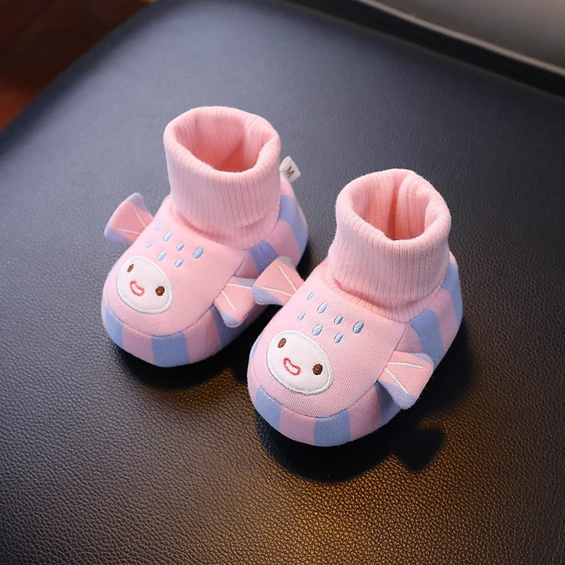 Chaussures pour bébé à semelle souple et doublure polaire