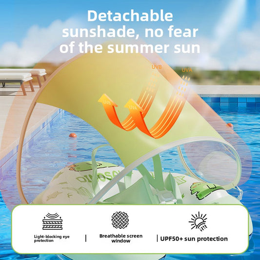 Bouée gonflable pour bébé avec pare-soleil et support anti-retournement sous les bras pour enfants