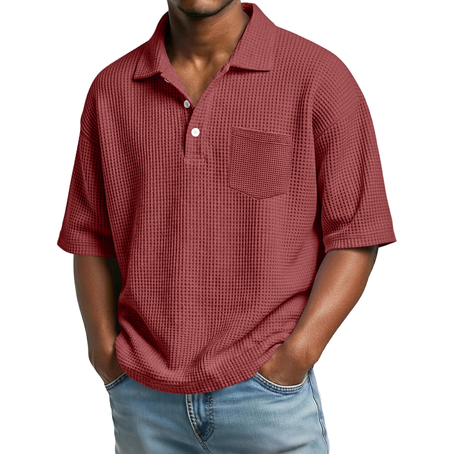 Polo en maille gaufrée pour homme