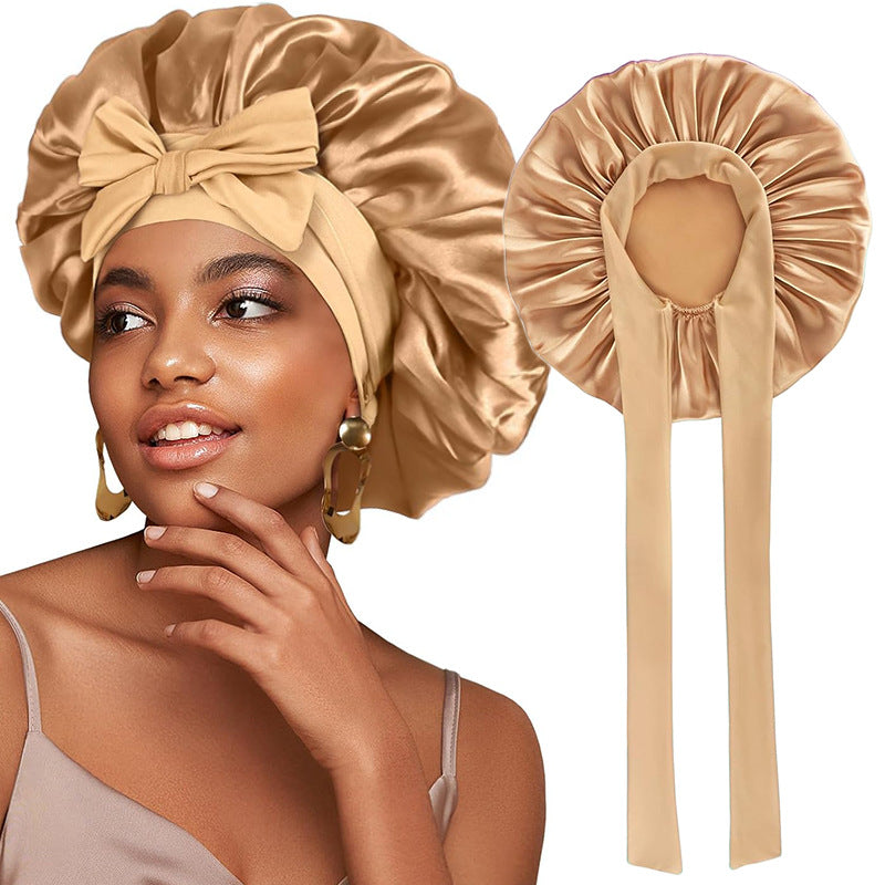 Bonnet de nuit en satin avec ruban élastique