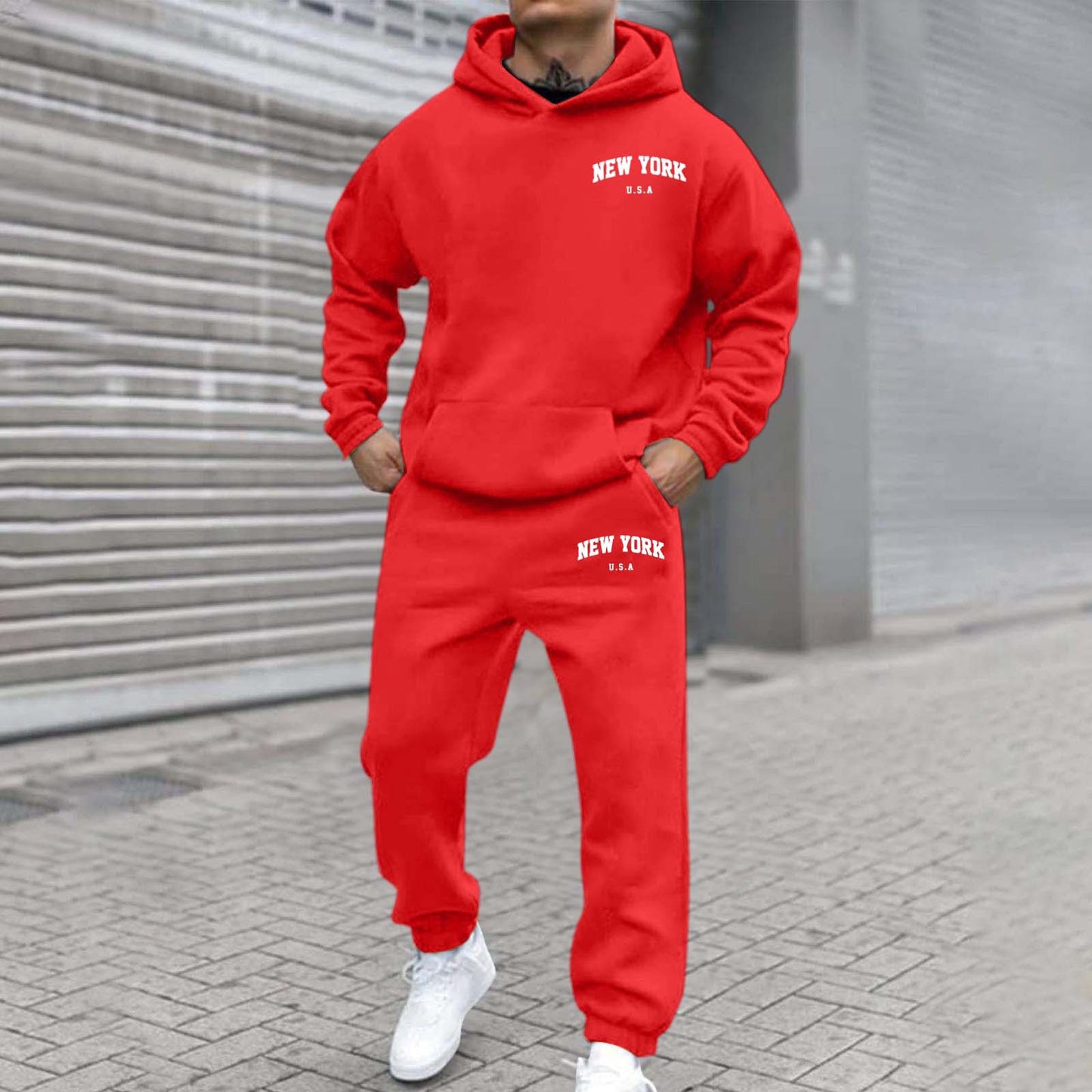 Habit :Sweat-shirt a capuche imprime en velours et pantalon de survetement