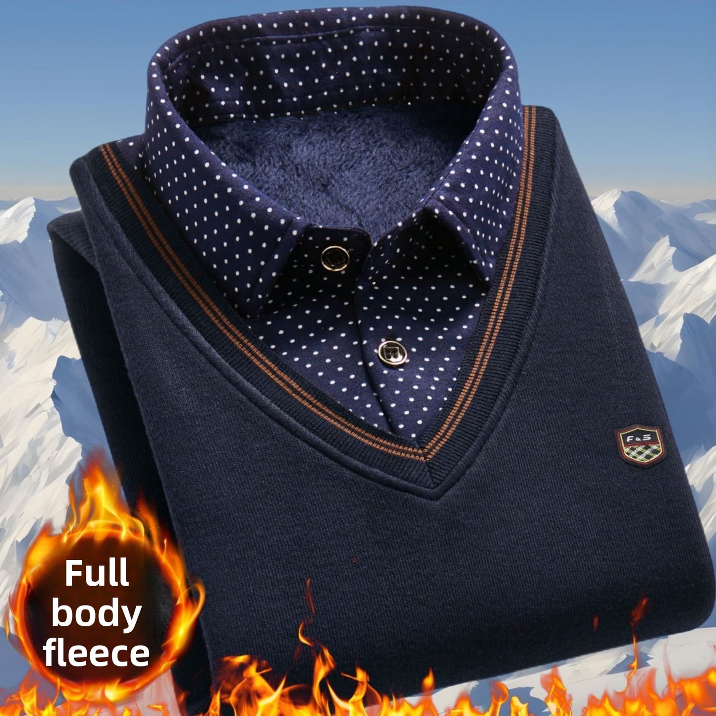 Pull polaire d'hiver en maille - faux deux pièces