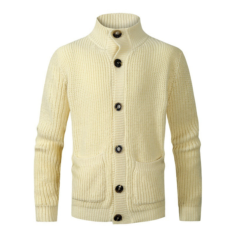 Pull en tricot pour hommes à col montant